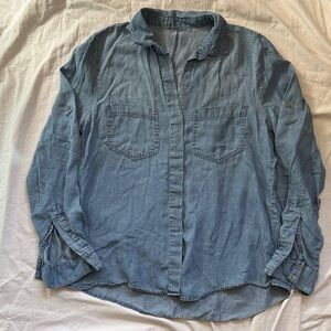 Women's Casual Blue Button Down Shirt